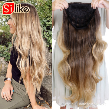 Half Wig Long Big Wavy 3/4 Wigs 24 inch Clip in Hair Extension 210g  Wigs with Comb For Women  Synthetic hair extension